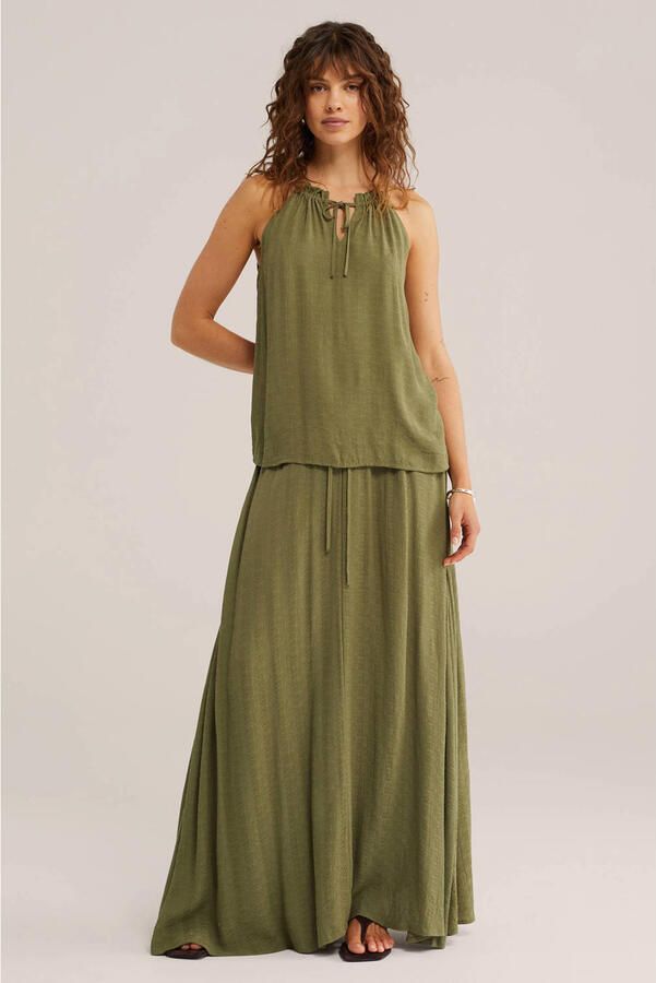 WE Fashion maxi rok olijfgroen - Foto 2