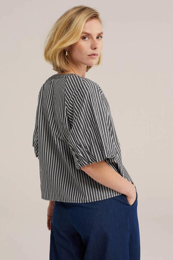 WE Fashion metaal gestreepte blouse zwart - Foto 3