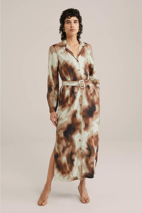 WE Fashion midi jurk bruin