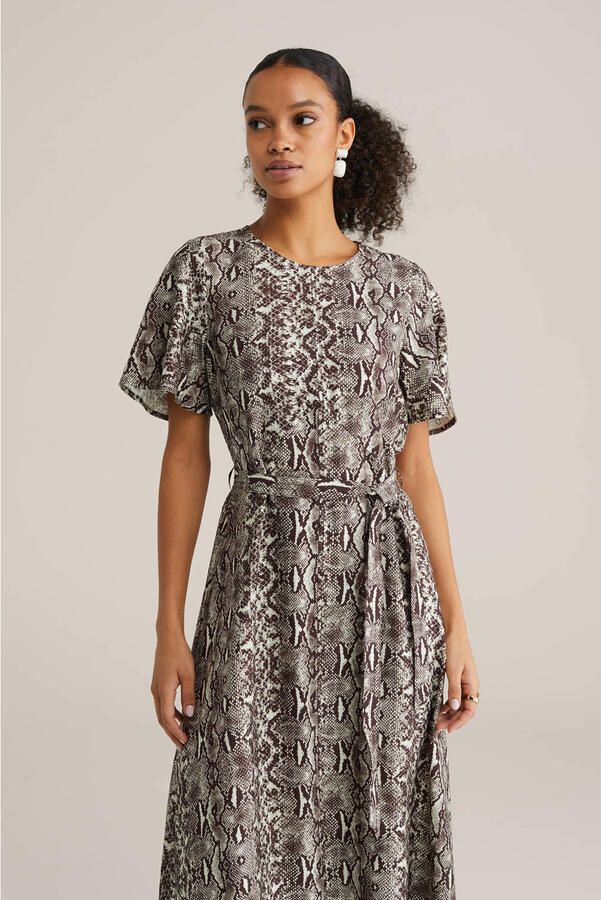 WE Fashion midi jurk bruin