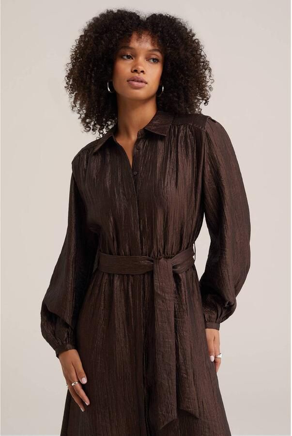 WE Fashion midi jurk bruin