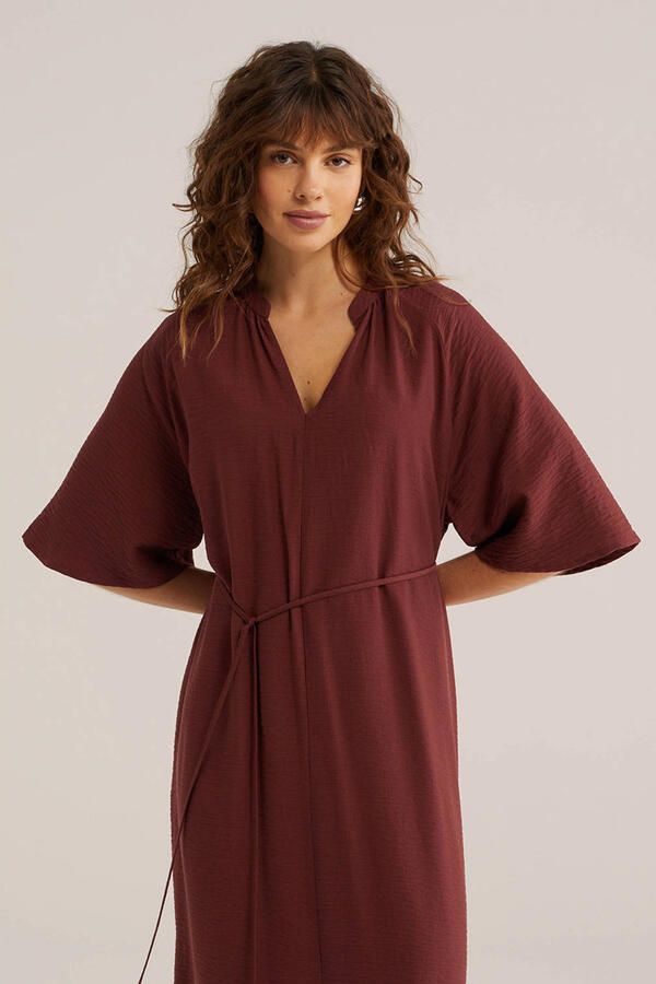 WE Fashion midi jurk donkerrood