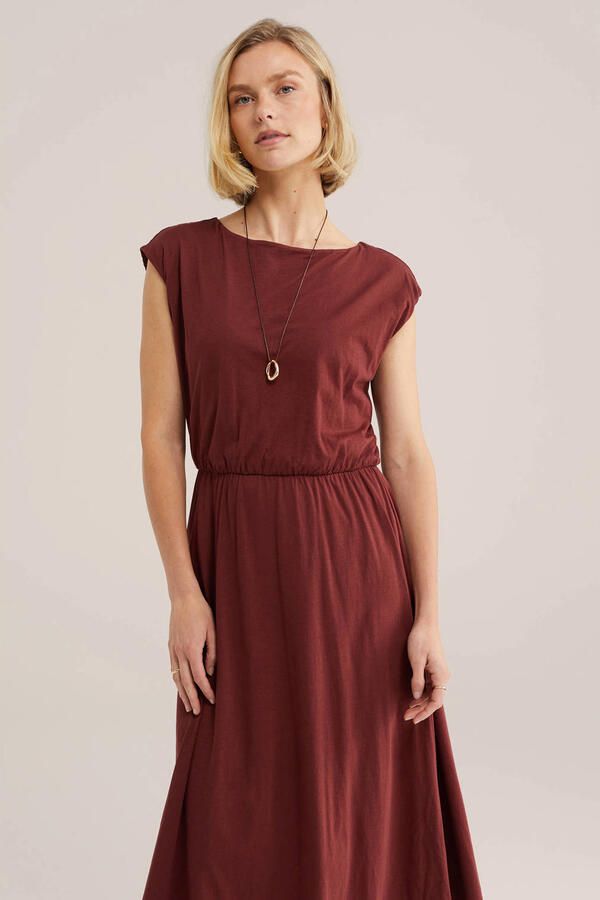 WE Fashion midi jurk donkerrood