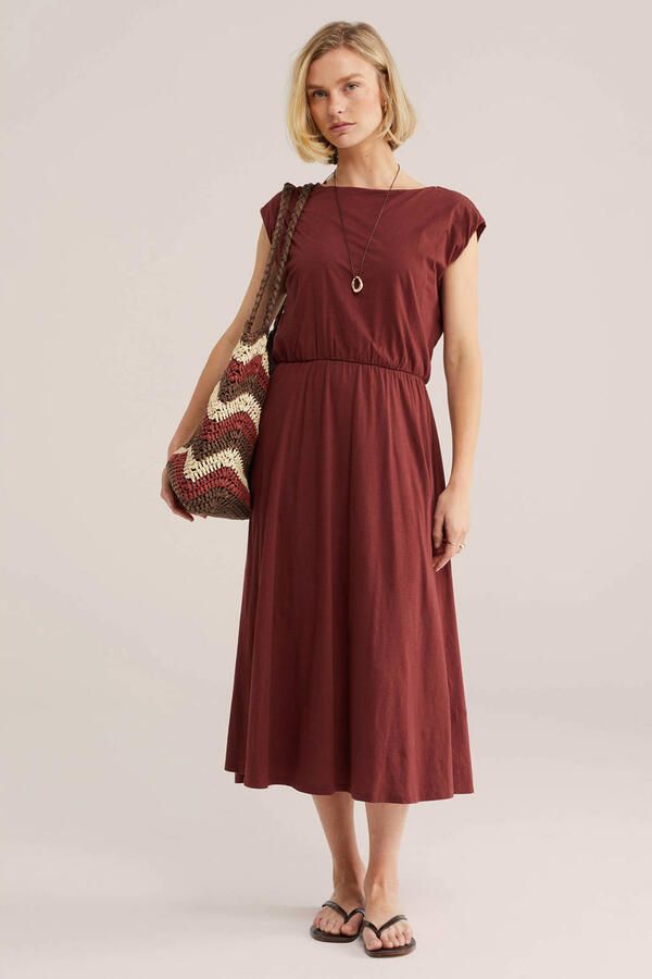 WE Fashion midi jurk donkerrood - Foto 2