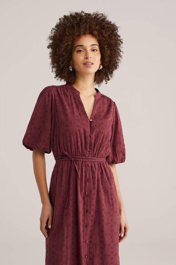 WE Fashion midi jurk donkerrood