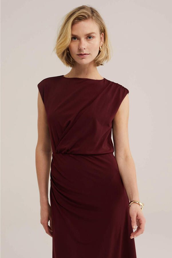 WE Fashion midi jurk donkerrood