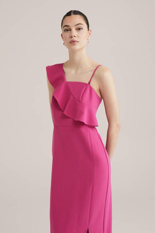 WE Fashion midi jurk fuchsia