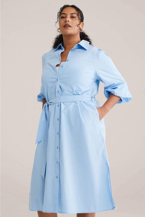 WE Fashion midi jurk lichtblauw