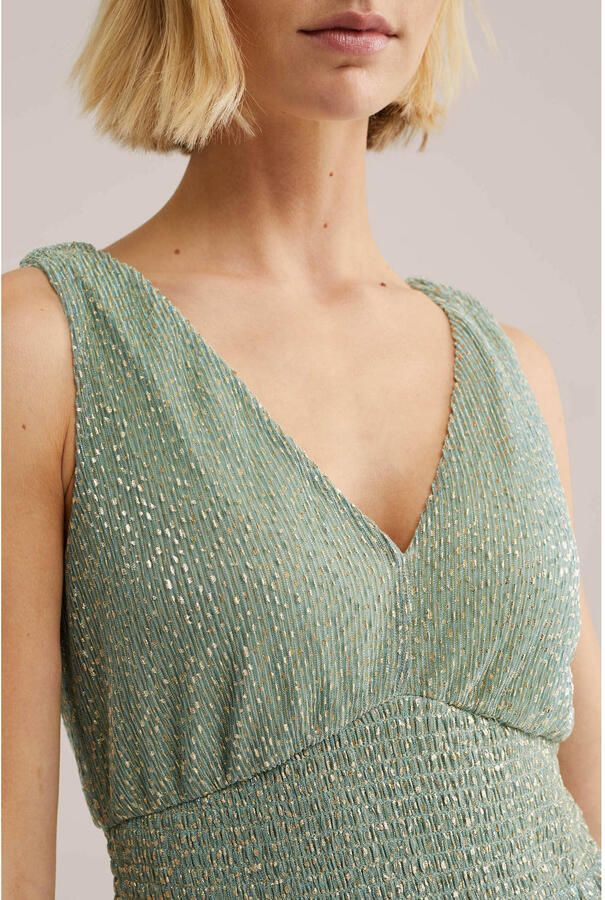 WE Fashion midi jurk met glitter lichtgroen - Foto 2