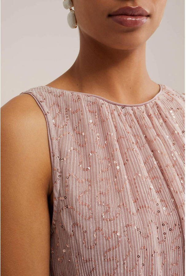 WE Fashion midi jurk met glitter lichtroze - Foto 2