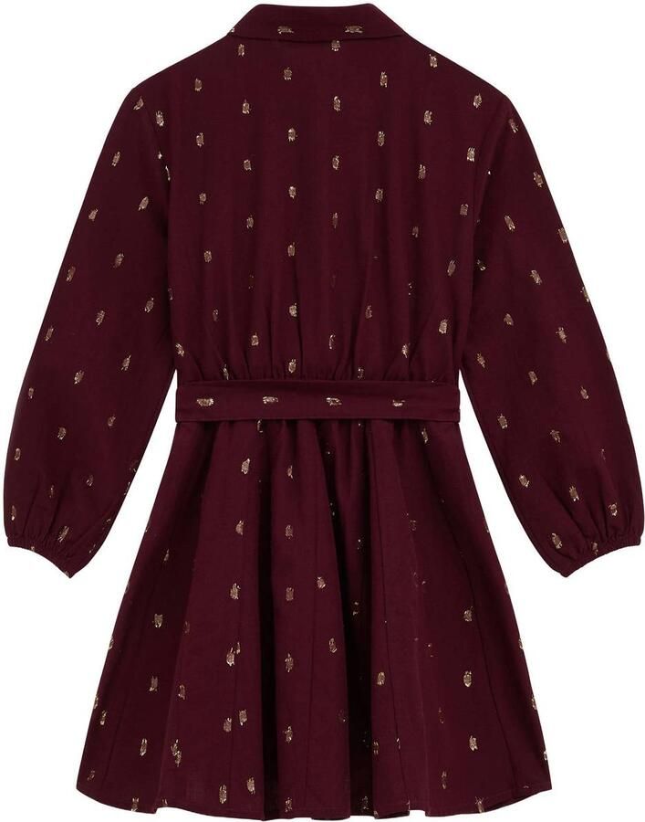 WE Fashion midi jurk met print donkerrood goud - Foto 2