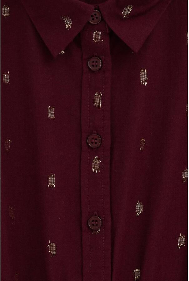 WE Fashion midi jurk met print donkerrood goud - Foto 3