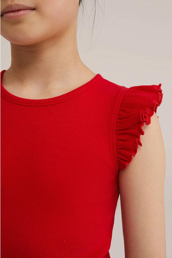 WE Fashion midi jurk rib gebreid rood - Foto 2