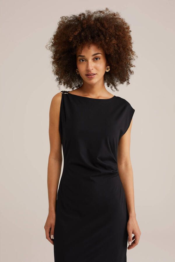 WE Fashion midi jurk zwart