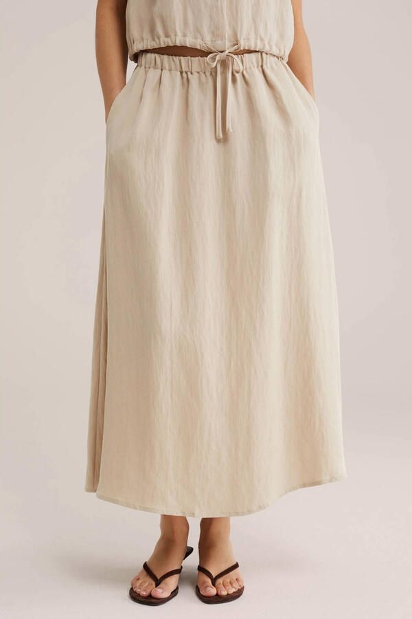 WE Fashion midi rok beige
