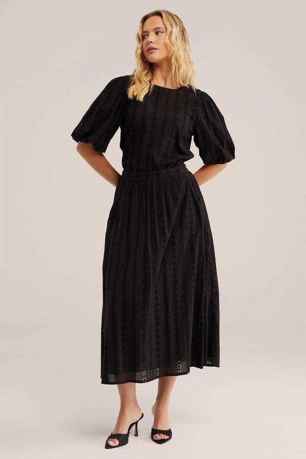 WE Fashion midi rok broderie zwart - Foto 3