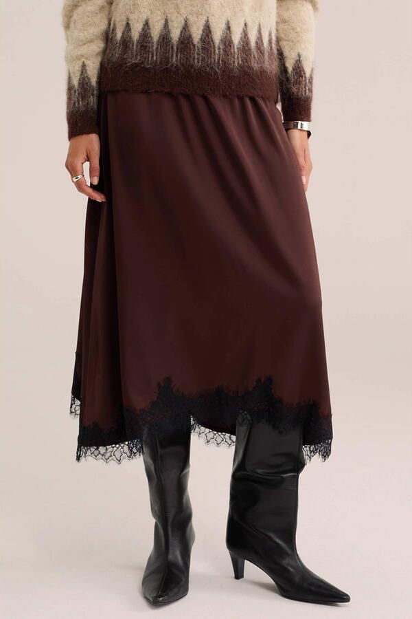 WE Fashion midi rok bruin