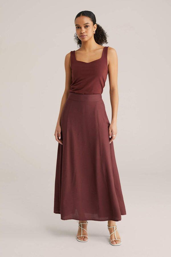 WE Fashion midi rok donkerrood - Foto 3