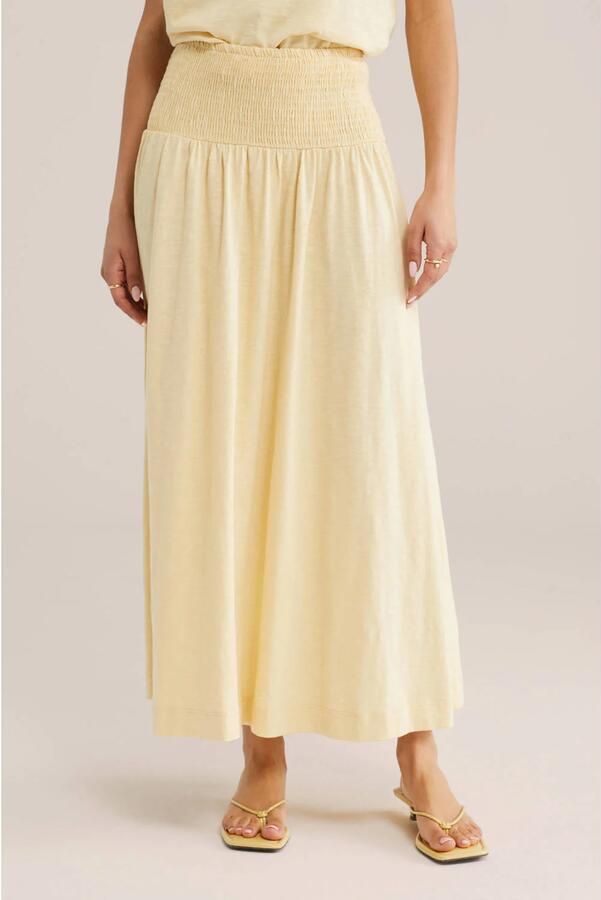 WE Fashion midi rok lichtgeel