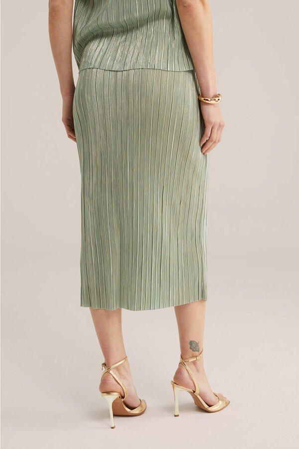 WE Fashion midi rok met lurex lichtgroen - Foto 3