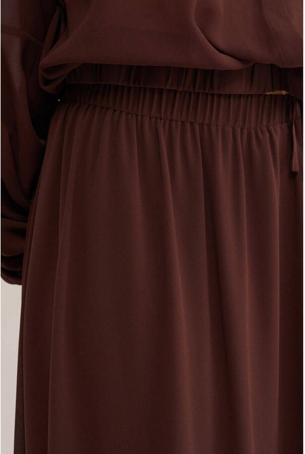 WE Fashion midi rok met ruches bruin - Foto 2