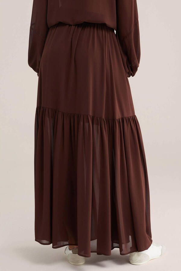 WE Fashion midi rok met ruches bruin - Foto 3