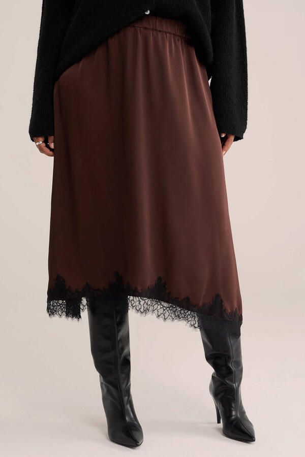 WE Fashion midi rok Plus Size bruin