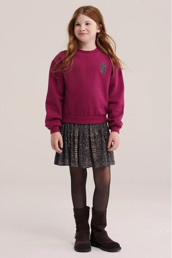 WE Fashion midi sweatjurk met panterprint roze grijs Meisjes Katoen Ronde hals - Foto 2