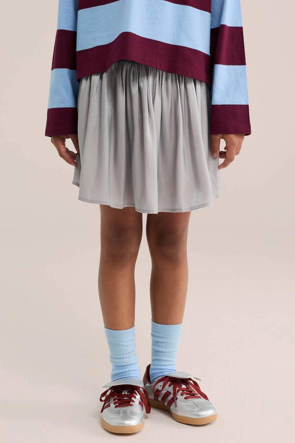 WE Fashion mini plooirok met plooien zilver - Foto 3