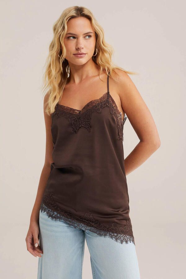 WE Fashion mouwloze top bruin