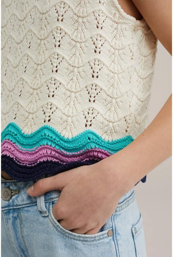 WE Fashion mouwloze top ecru ajour - Foto 2