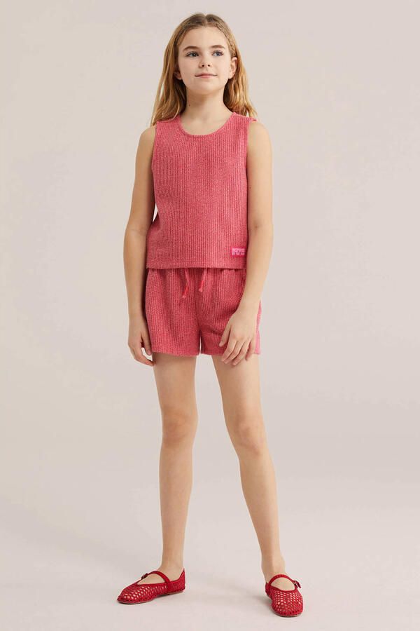 WE Fashion mouwloze top grof gebreid rood - Foto 2