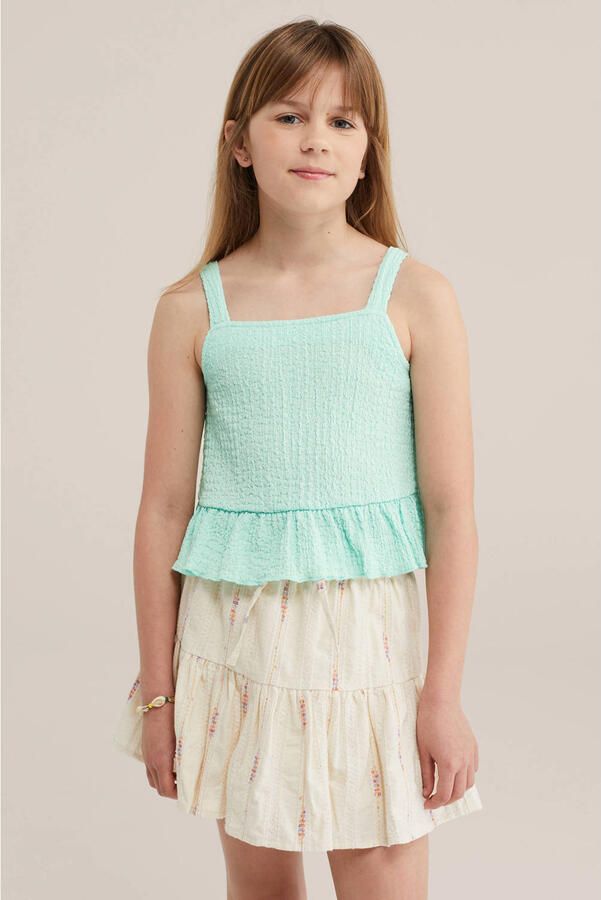 WE Fashion mouwloze top met textuur mintgroen