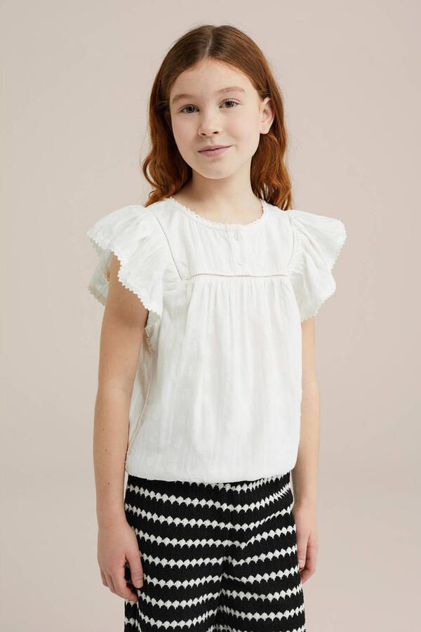 WE Fashion mouwloze top wit broderie