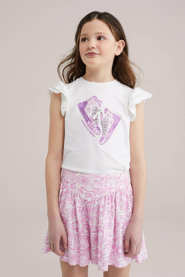 WE Fashion mouwloze top wit met pailletten