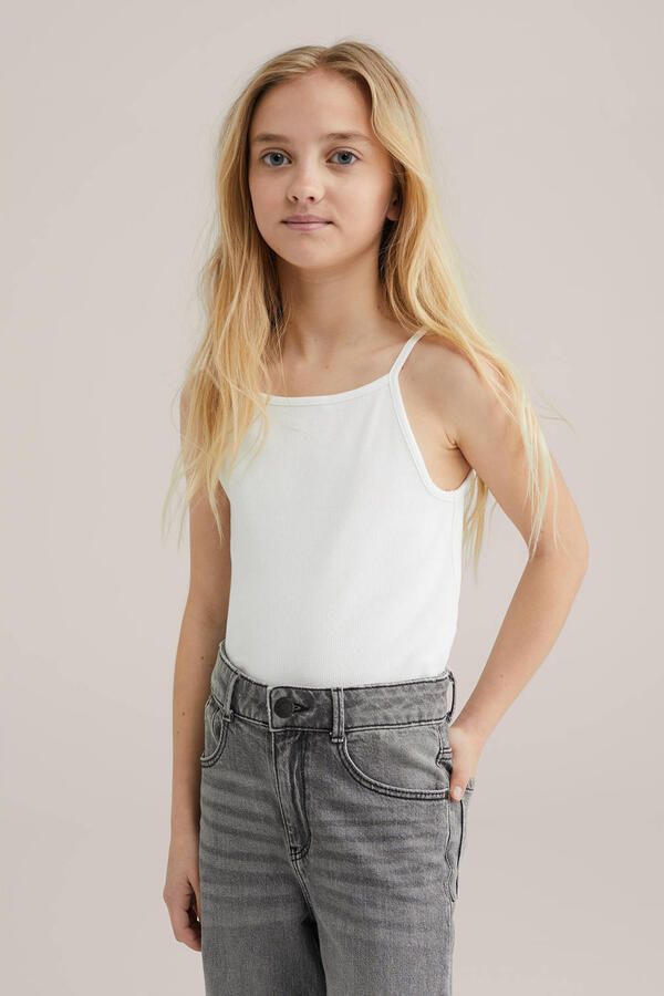 WE Fashion mouwloze top wit rib gebreid - Foto 1
