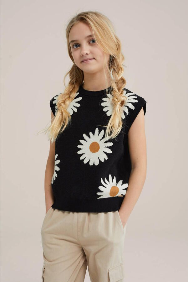 WE Fashion mouwloze top zwart