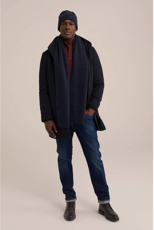 WE Fashion muts + sjaal donkerblauw