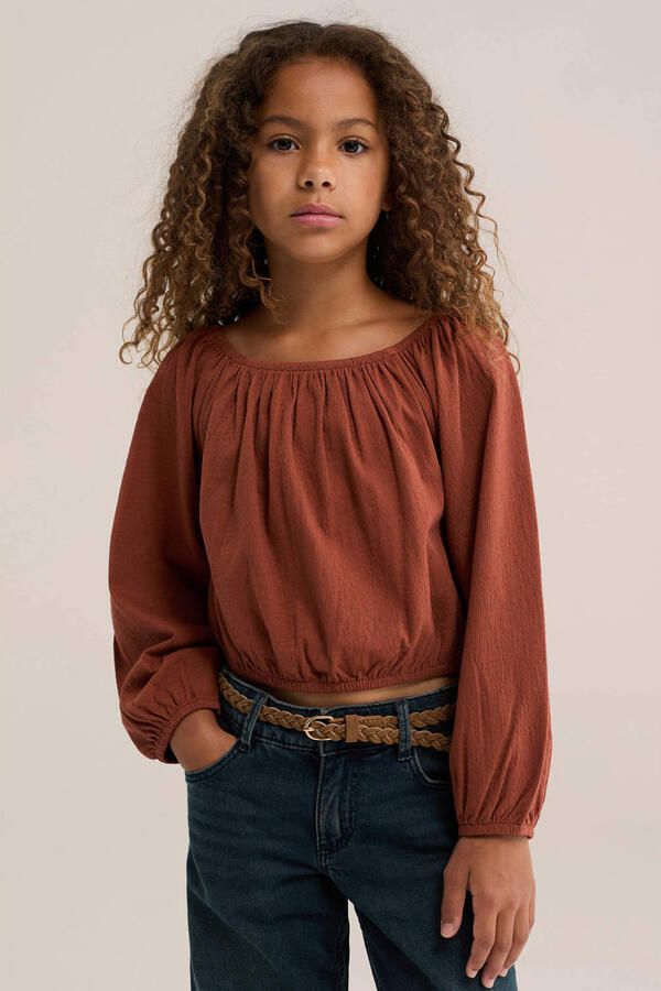 WE Fashion off shoulder cropped top brique