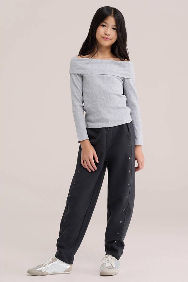 WE Fashion off shoulder gebreide top grijs - Foto 2