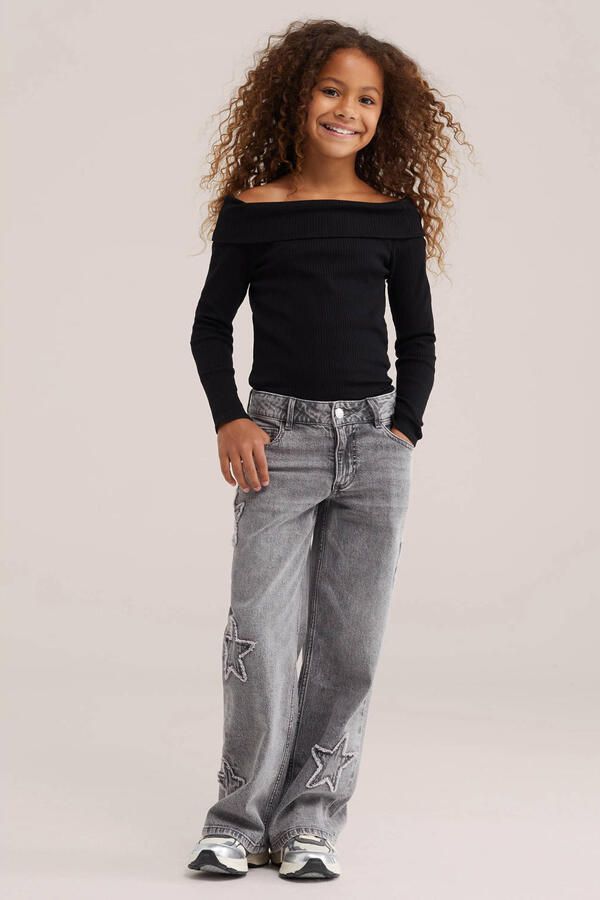 WE Fashion off shoulder gebreide top zwart - Foto 2