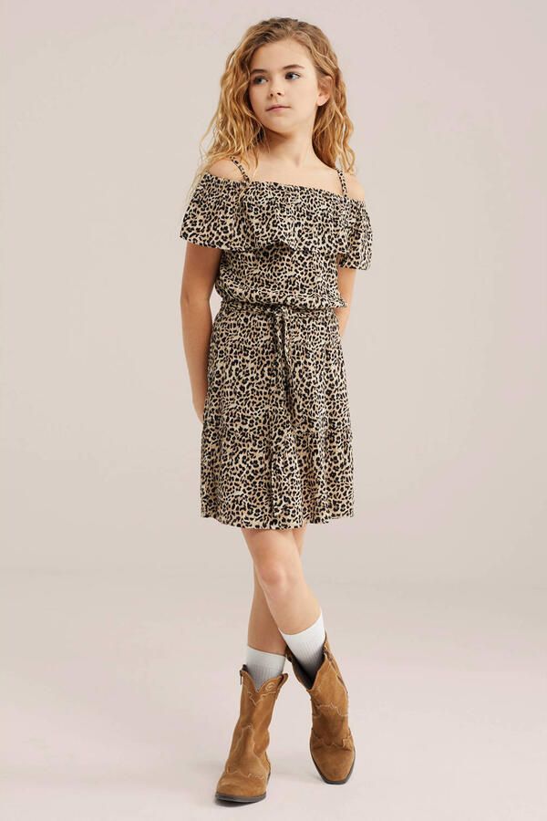 WE Fashion off shoulder jurk bruin