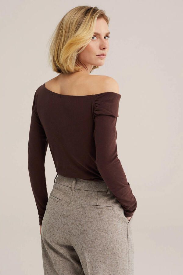 WE Fashion off shoulder top bruin - Foto 2