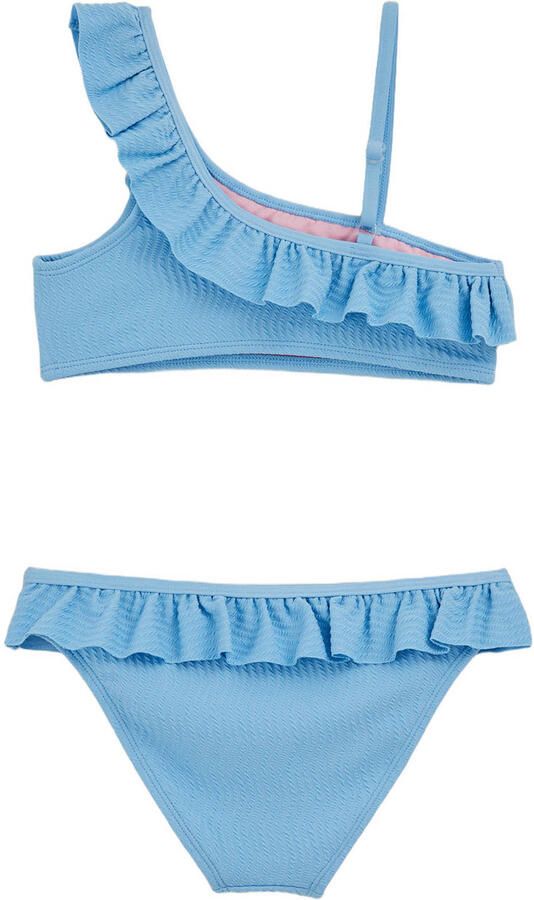 WE Fashion one shoulder bikini met ruches lichtblauw - Foto 3