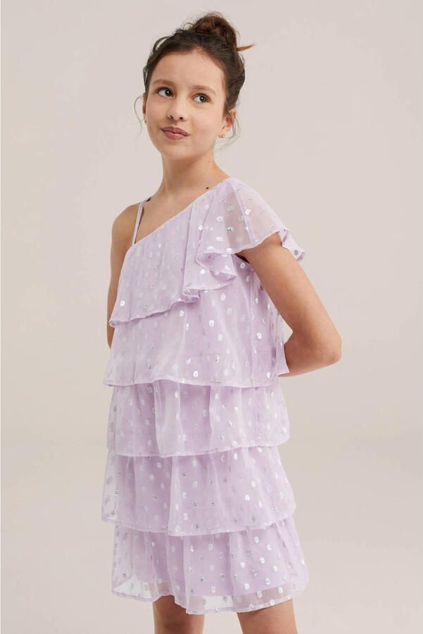 WE Fashion one shoulder jurk lila