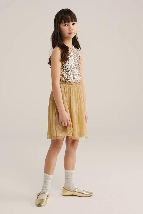 WE Fashion one shoulder jurk met pailletten goud - Foto 2