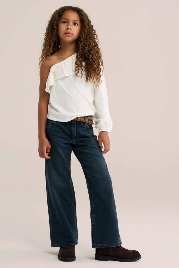 WE Fashion one shoulder top met ruches wit - Foto 2