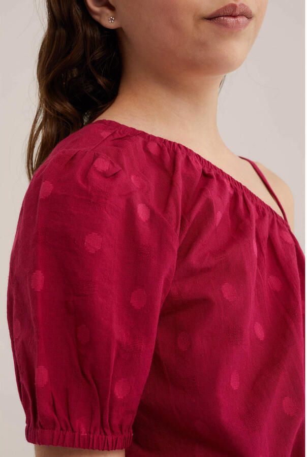 WE Fashion one shoulder top met stippen rood - Foto 2