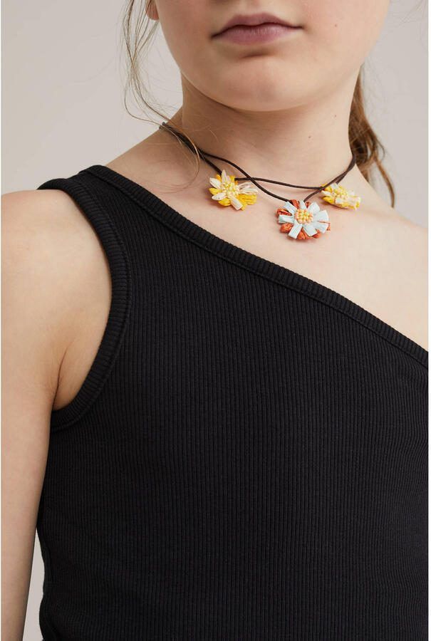 WE Fashion one shoulder top zwart rib gebreid - Foto 2