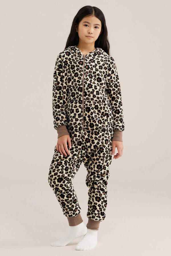 WE Fashion onesie met panterprint beige bruin - Foto 3